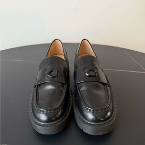 Coach Black Chunky Leather Loafers 8.5
